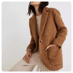 Madewell larsen bouclé blazer in toffee melange brown